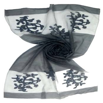 Black  Premium Tissue Fabric Embroidered Hijab 1
