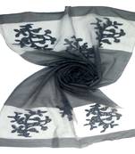 Black  Premium Tissue Fabric Embroidered Hijab