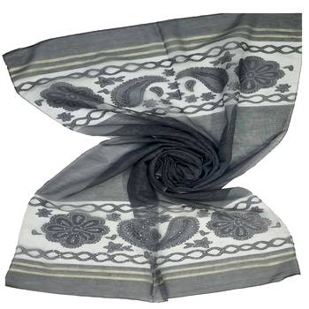 Black  Premium Tissue Fabric Embroidered Hijab 1