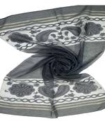 Black  Premium Tissue Fabric Embroidered Hijab