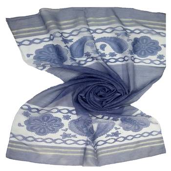 Blue Premium Tissue Fabric Embroidered Hijab 1