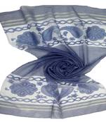 Blue Premium Tissue Fabric Embroidered Hijab