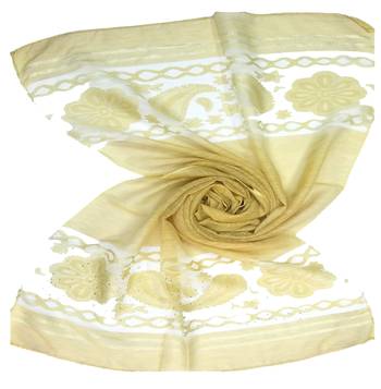 Yellow  Premium Tissue Fabric Embroidered Hijab 1