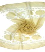 Yellow  Premium Tissue Fabric Embroidered Hijab