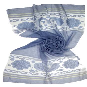 Blue  Premium Tissue Fabric Embroidered Hijab 1