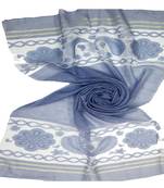 Blue  Premium Tissue Fabric Embroidered Hijab