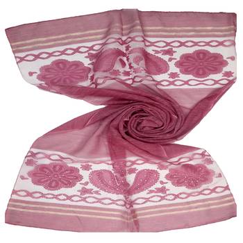 Pink  Premium Tissue Fabric Embroidered Hijab 1