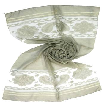 Brown  Premium Tissue Fabric Embroidered Hijab 1