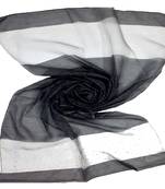 Black  Premium Tissue Fabric Embroidered Hijab