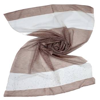 Brown  Premium Tissue Fabric Embroidered Hijab 1