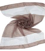 Brown  Premium Tissue Fabric Embroidered Hijab
