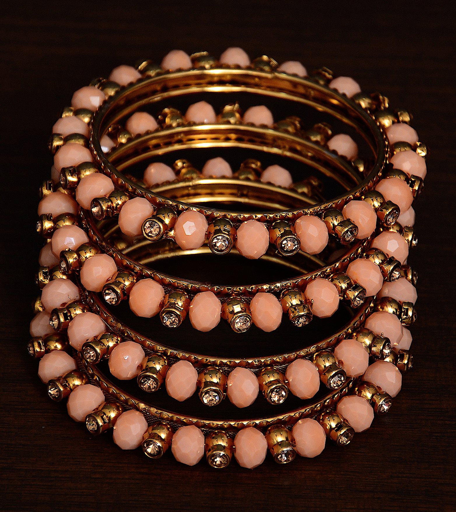 9blings Ethnic Beads Red Gold Plated 4pc Plastic Bangles Womens//Girls