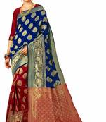 Multicolor woven banarasi silk saree with blouse