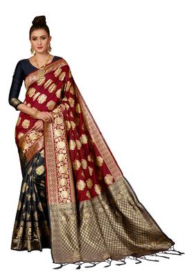 Multicolor woven banarasi silk saree with blouse 1