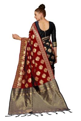 Multicolor woven banarasi silk saree with blouse 3