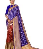 Multicolor woven banarasi silk saree with blouse