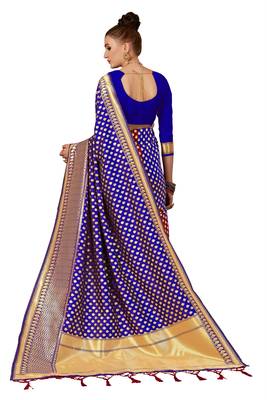 Multicolor woven banarasi silk saree with blouse 3