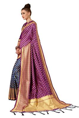 Multicolor woven banarasi silk saree with blouse 2