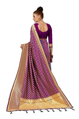 Multicolor woven banarasi silk saree with blouse 3