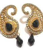 Black kundan drop pearl mango polki earring