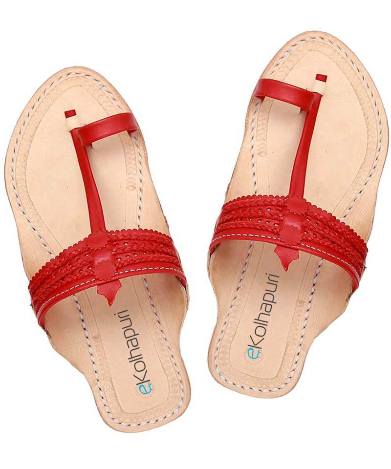 red bridal chappal