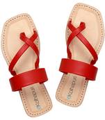 Handmade Authentic Genuine Leather Breathtaking Red Cross Belts Ladies Chapal