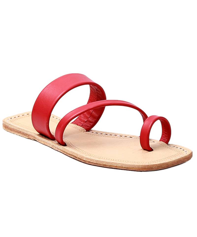 Handmade Authentic Genuine Leather Wonderful Red, Side Belt Ladies