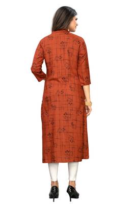 Brown printed rayon kurti 2