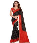 Black Printed Faux Georgette Saree With Blouse
