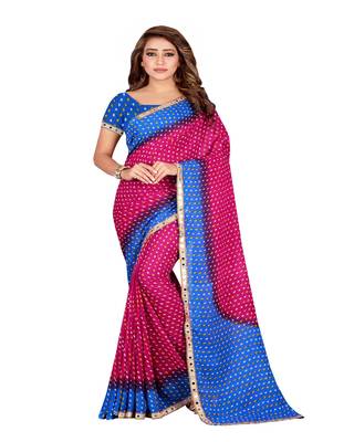 Purple Printed Faux Georgette Saree With Blouse 1