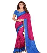 Purple Printed Faux Georgette Saree With Blouse