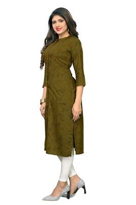 Green printed rayon kurti 3