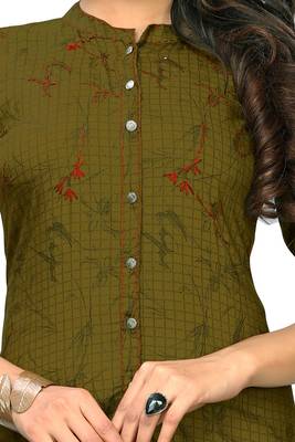 Green printed rayon kurti 4