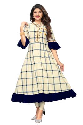 Beige hand woven cotton kurti 1