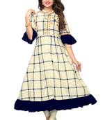 Beige hand woven cotton kurti