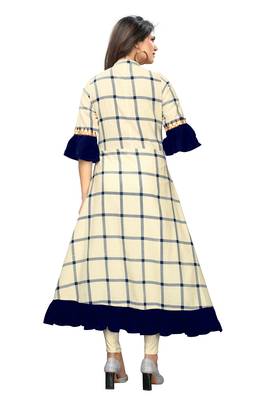 Beige hand woven cotton kurti 2