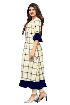 Beige hand woven cotton kurti 3