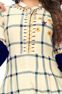Beige hand woven cotton kurti 4