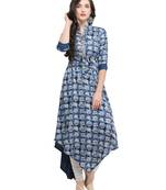 Blue printed viscose rayon kurti