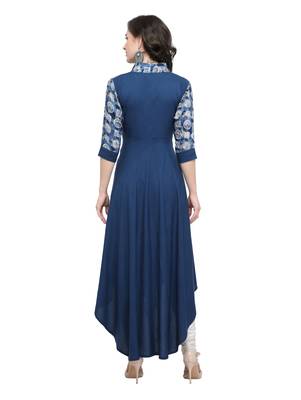 Blue printed viscose rayon kurti 2