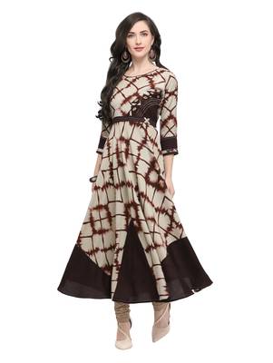 Brown printed viscose rayon kurti 1