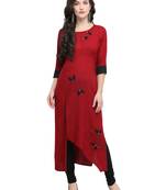 Red printed viscose rayon kurti