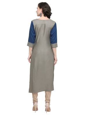 Grey printed viscose rayon kurti 2