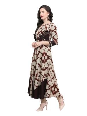 Brown printed viscose rayon kurti 3