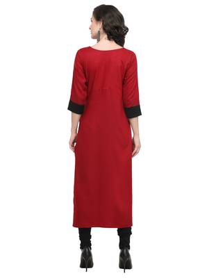 Red printed viscose rayon kurti 2