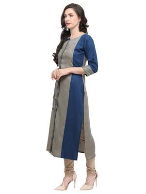 Grey printed viscose rayon kurti 3