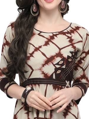Brown printed viscose rayon kurti 4
