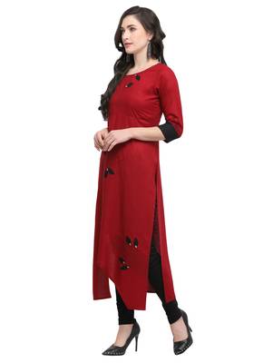 Red printed viscose rayon kurti 3