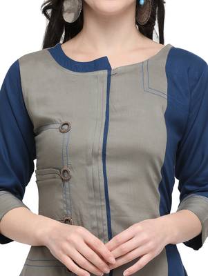Grey printed viscose rayon kurti 4