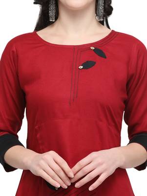 Red printed viscose rayon kurti 4